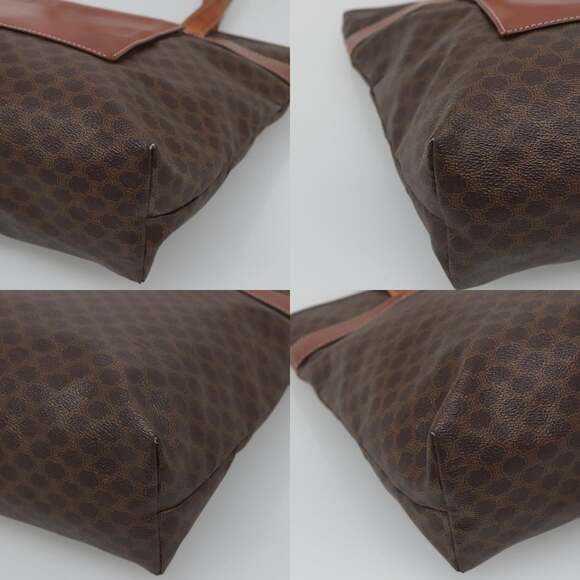 CELINE Macadam Canvas Tote Bag Pvc Leather Brown Gold - Picture 10 of 12